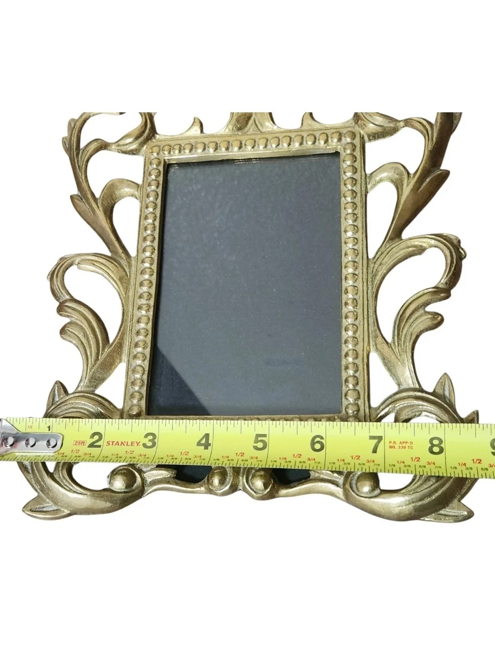 Vtg Antique Rococo Ornate Heavy Brass Gold Tone Easel Picture Frames Victorian